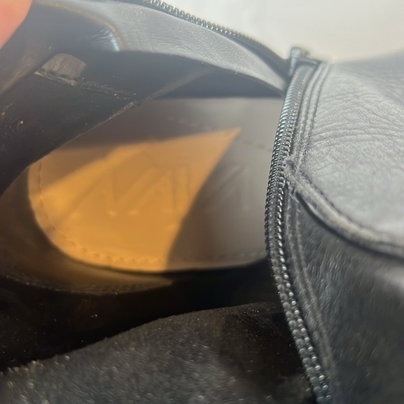 Anthropologie Naya Fjord Hidden Wedge Black Leather Knee-High Boots Size 7.5 - Picture 13 of 15